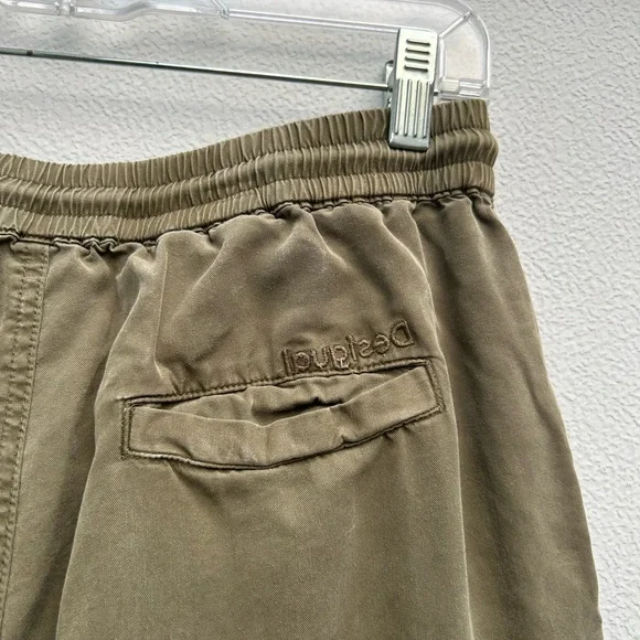 Desigual Cargo Pants Women M Olive Green Embroidered Tribeca Joggers Boho Casual - Picture 9 of 12